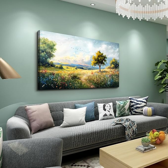 Wapluam Large Wall Art For Living Room Wall Decor For Bedroom Office Decorations Pastoral Wall Paintings Scenery Abstract Watercolour Farmhouse Pictures Modern Posters Canvas Prints Artwork Home Decor