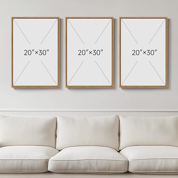 Large Framed Neutral Abstract Wall Art, Set of 3 Piece Modern Canvas Prints Paintings Artwork for Walls, Minimalist Beige Taupe White Pictures for Living Room Dining Bedroom Hallway Wall Decor 20x30In