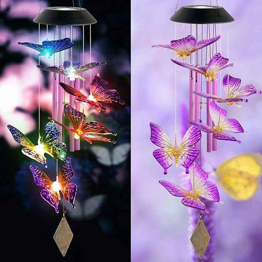 Butterfly Solar Wind Chimes,new Gift for All mom/dad/Women/Grandma/Daughter/Aunt/Friend/Wife and Sister. Yard Decor,Gardening Birthday Gift, Christmas Decorations,Patio Decor