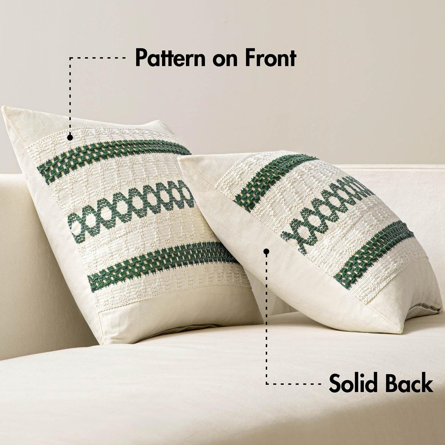 MIULEE Set of 2 Dark Green Boho Christmas Decorative Pillow Covers 18x18 Inch Farmhouse Rustic Couch Throw Pillows Modern Spring Cotton Cushion Cover Retro Macrame Woven Home Decor for Bed Sofa Chair