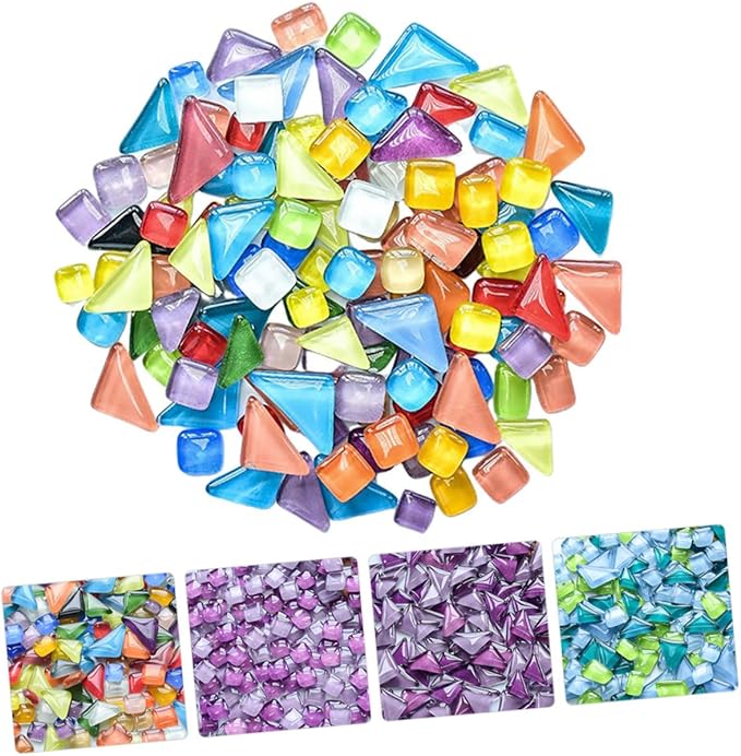 Totority DIY Mosaic Supplies Crystal Glass for Home Decor Easy to Apply Frames Tables and Stepping Stones for Creative Projects