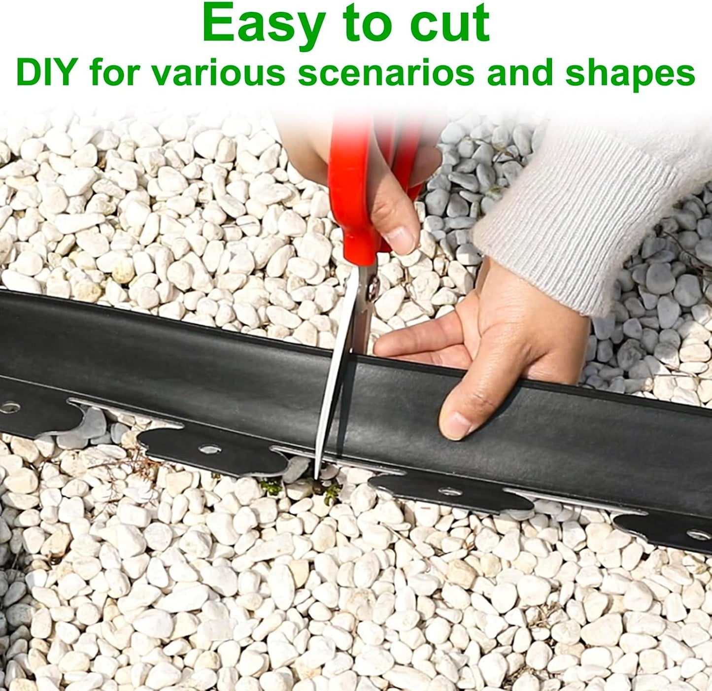 JERIA 2 Inch Tall 66 FT Garden Edging Kit with 90pcs Spikes, Plastic Edging for Landscaping