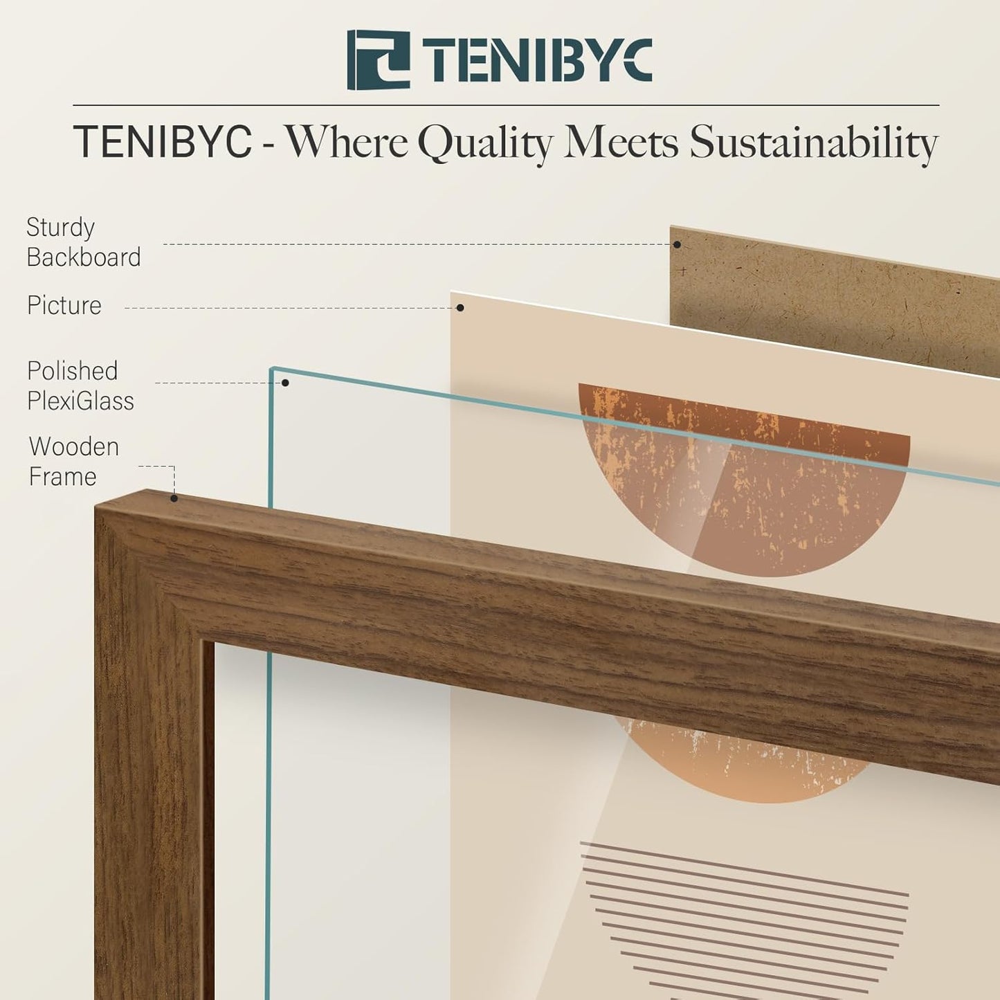 24x36 Poster Frame 3 Pack - Brown Woodgrain, Wood Picture Frame, Wall Gallery Frame - Wall Hanging