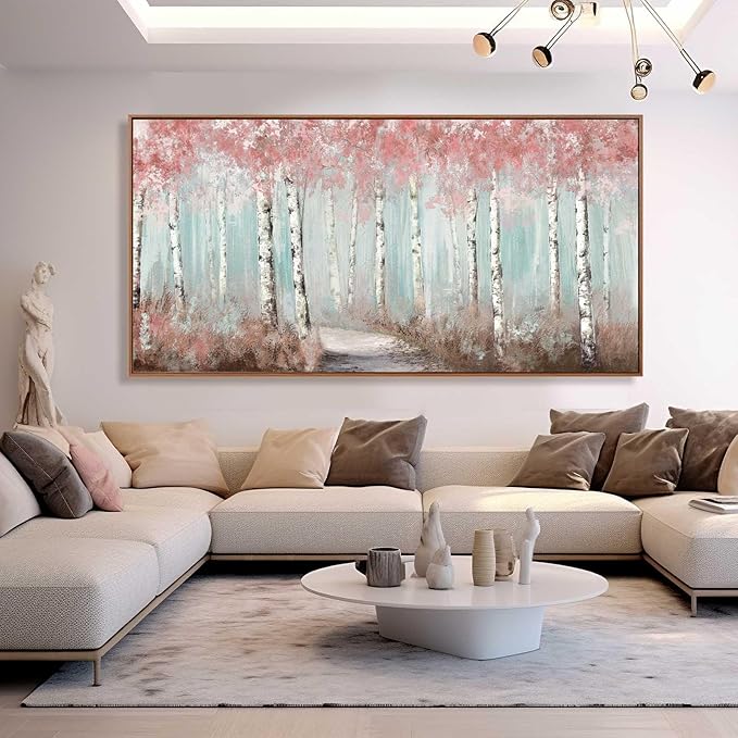 SDYA Forest Canvas Wall Art Pink Poster Printing Plant Wall Decor 36"x70" Decorations for Living Room Decorative Pictures for Office