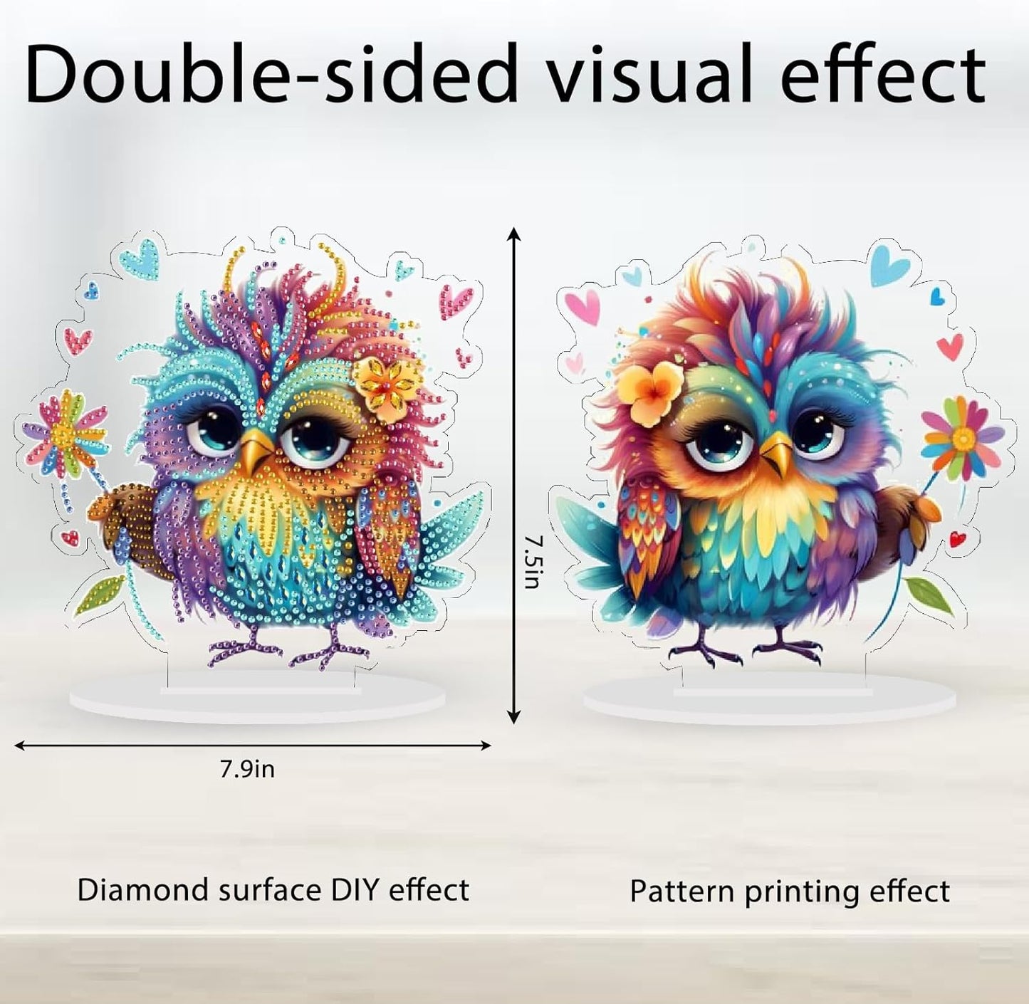 Diamond Art Kit for Adult, 5D Diamond Art Painting, Double Sided Decorative Special-Shaped Rhinestone Desktop Ornaments, DIY Acrylic Ornaments (Parrot)