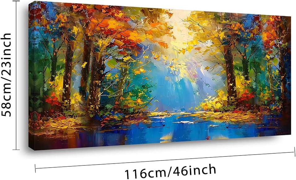 LASMOND Beautiful Colorful Forest Scenery Landscape Wall Art Decor Artwork for Bedroom Living Room (48x24 Inches)