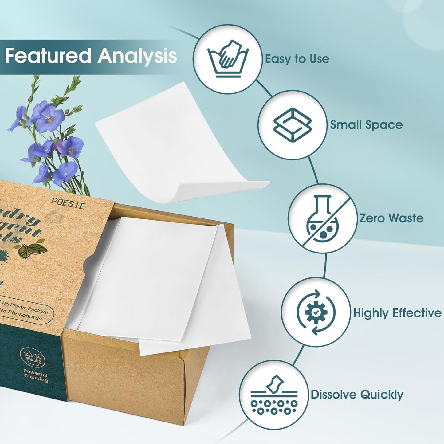 Poesie Laundry Detergent Sheet Fresh Linen Scent 320 Sheets Travel Laundry Kit No waste Portable Washing Sheets Detergent for Machine Wash & Hand Wash