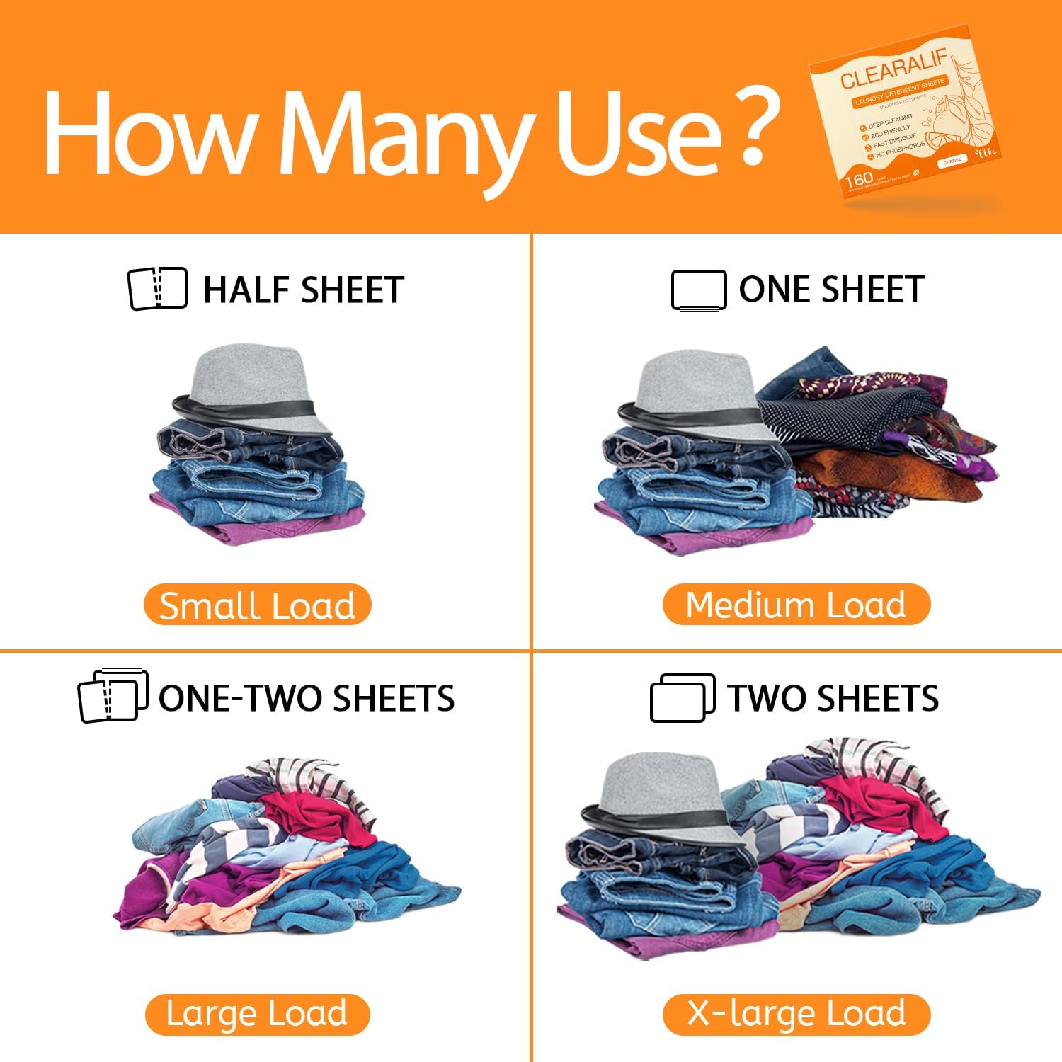 CLEARALIF Laundry Detergent Sheets (320 Loads), Orange,Great For Travel,Apartments, Dorms,CLEARALIF Laundry Detergent Strips Eco Friendly & Hypoallergenic (80 Count, Pack of 2) - Décor Diaries