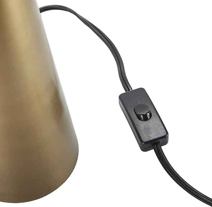 Nourison Home 16" Antique Gold Metal Mushroom Table Lamp, Modern, Retro, Desk Light for Bedroom, Dining, Office, Entryway