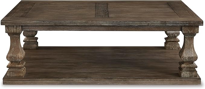 Signature Design by Ashley Johnelle Farmhouse Coffee Table with Weathered Gray Finish, Gray