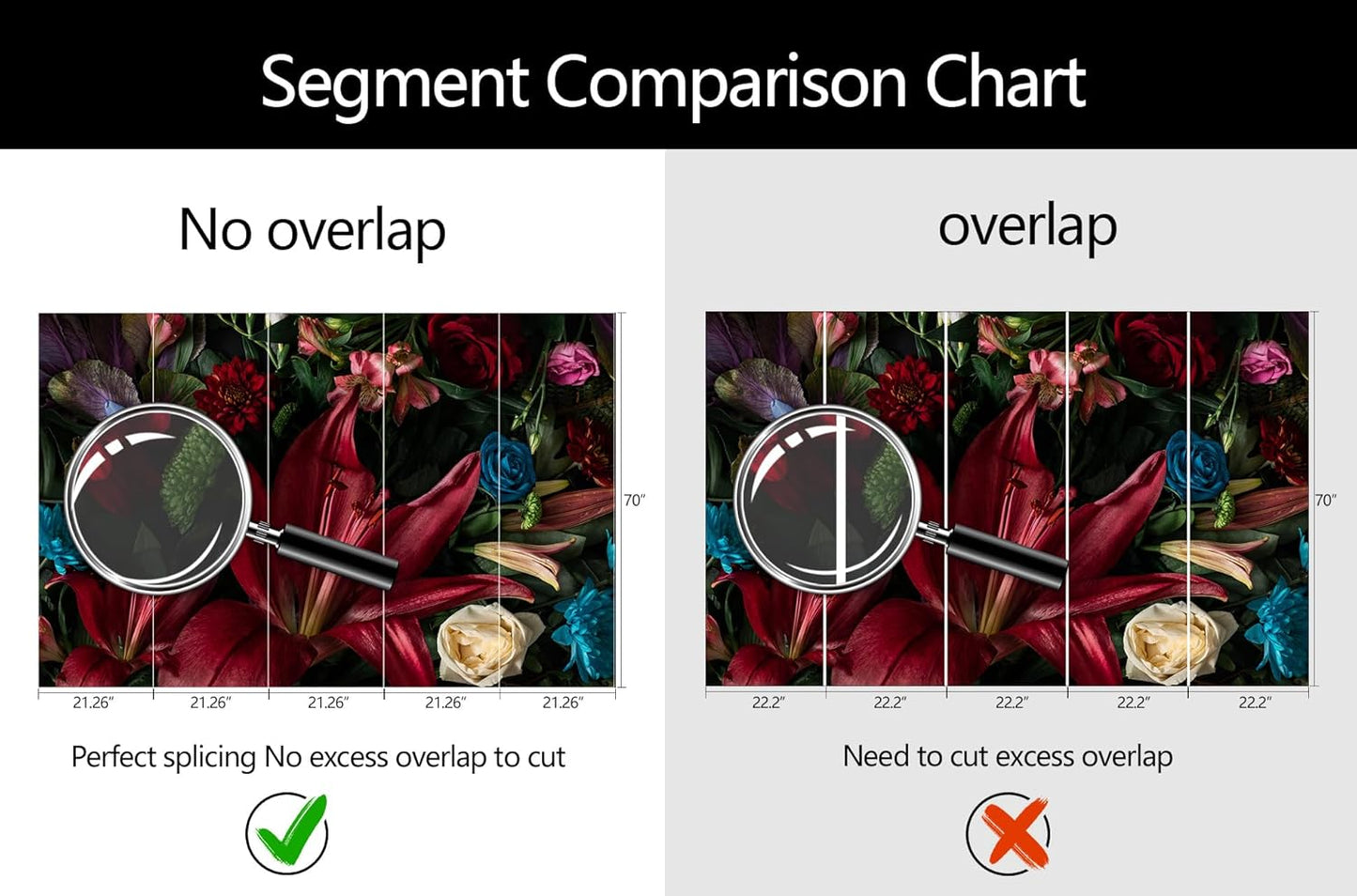 Large Dark Floral Wallpaper Colorful Spring Flowers Background Wall Mural (Not Peel and Stick)