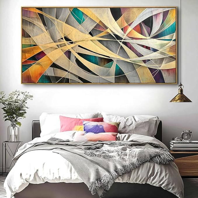 Wall Art - Framed Modern Abstract Canvas Painting for Living Room, Bedroom Home Office Decor, 60x30 Inch Ready to Hang