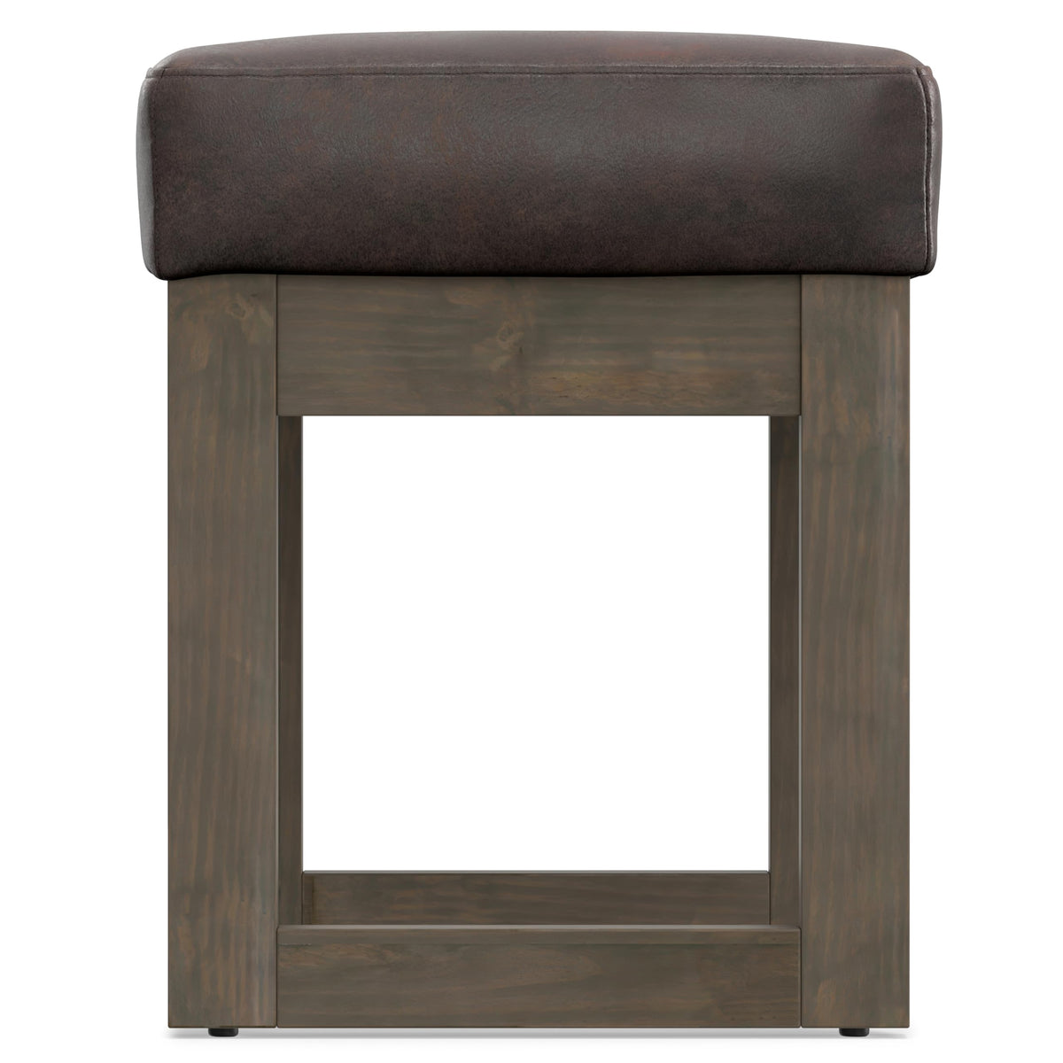 Milltown 27" Wide Vegan Leather Ottoman in Distressed Brown