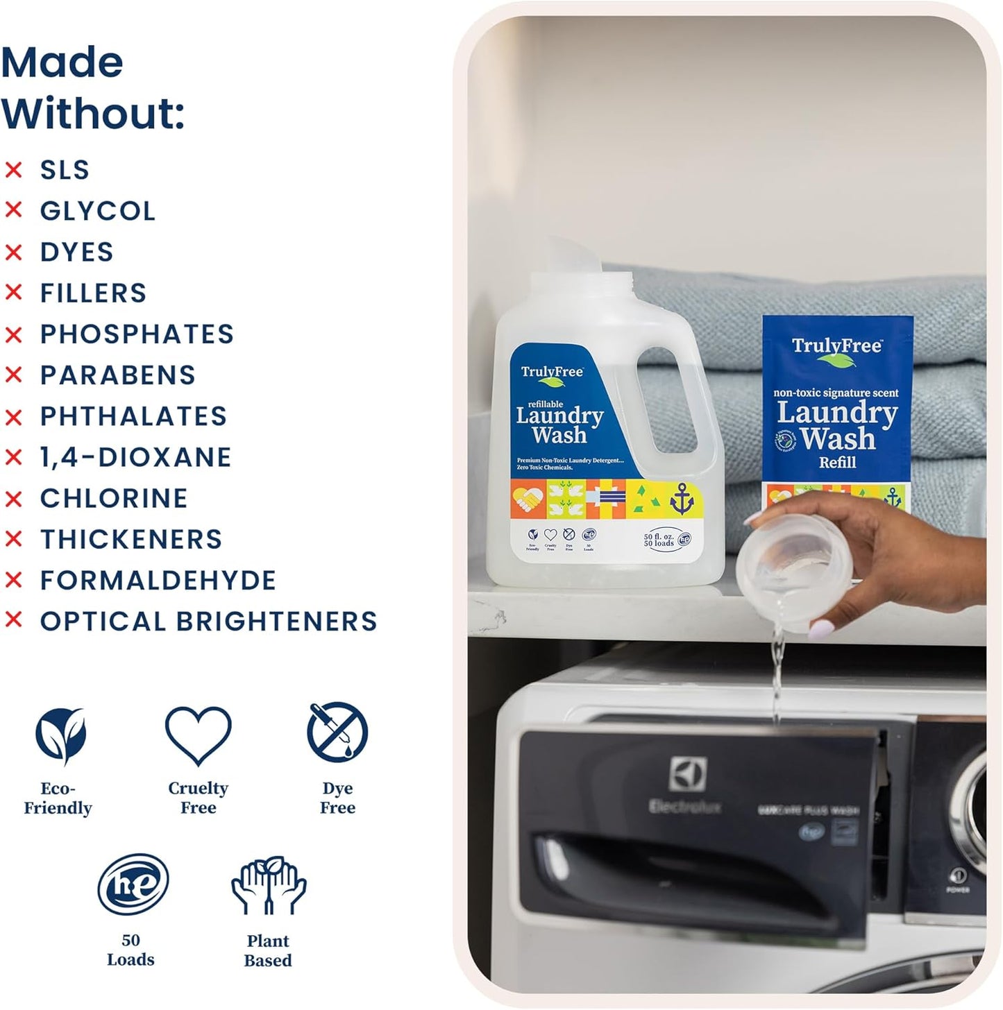 Laundry Detergent for Sensitive Skin | Gentle & Safe for Baby Clothes | Plant-Based | 3 Pack Refill Powder| Easy to Dissolve to Create a Liquid| Signature Wash Scented (150 Loads)