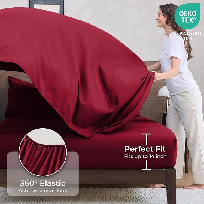 HEVUMYI Red Queen Comforter Set - 7-Piece All Season Bed in a Bag Queen, Ultra Soft Bedding Set with Comforter, Flat Sheet, Fitted Sheet, Pillowcases, Pillow Shams