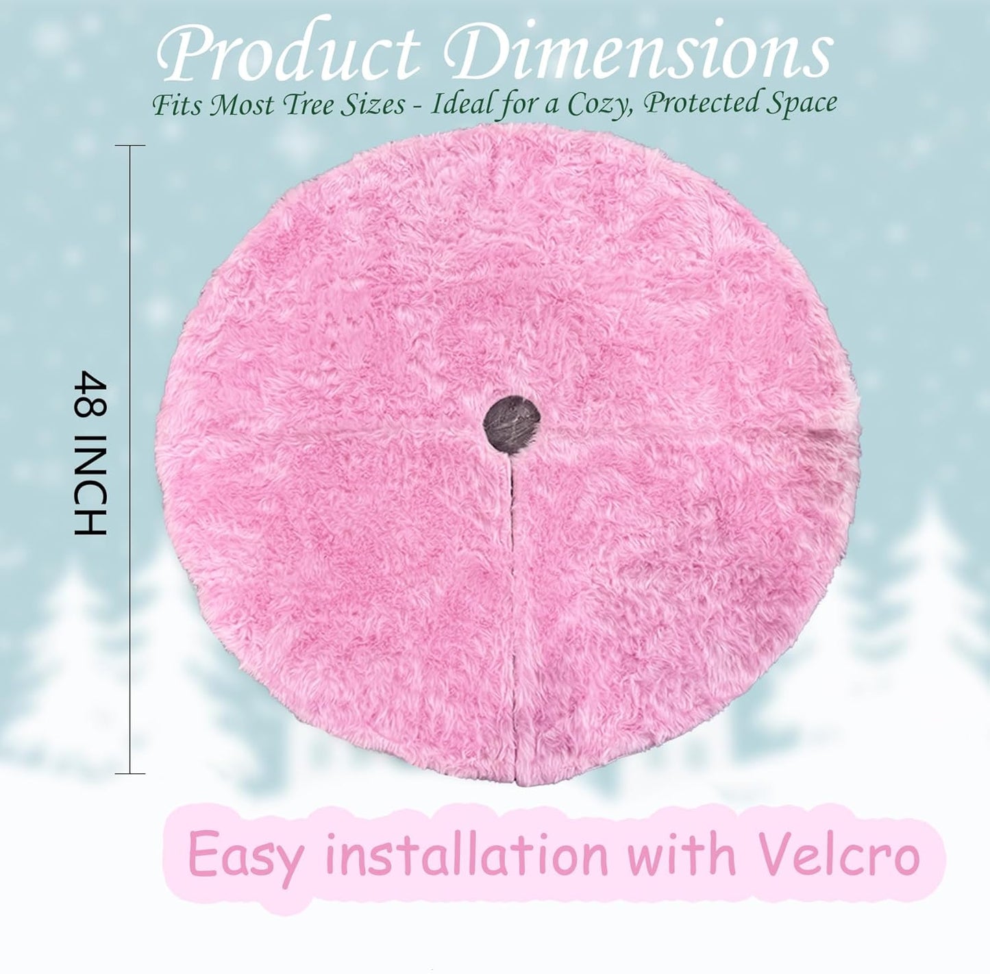 AOGU 48 Inch Faux Fur Christmas Tree Skirt Pink Plush Skirt for Merry Christmas Party Christmas Tree Decoration