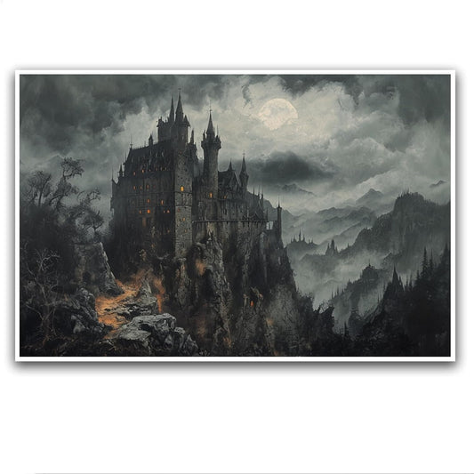 JFHCQJPK Vintage Castle Poster Dark Academy Victorian Gothic Castle Wall Art Poster Moody Mystical Art Print Suitable for Home Living Room Bedroom20x30in Frameless