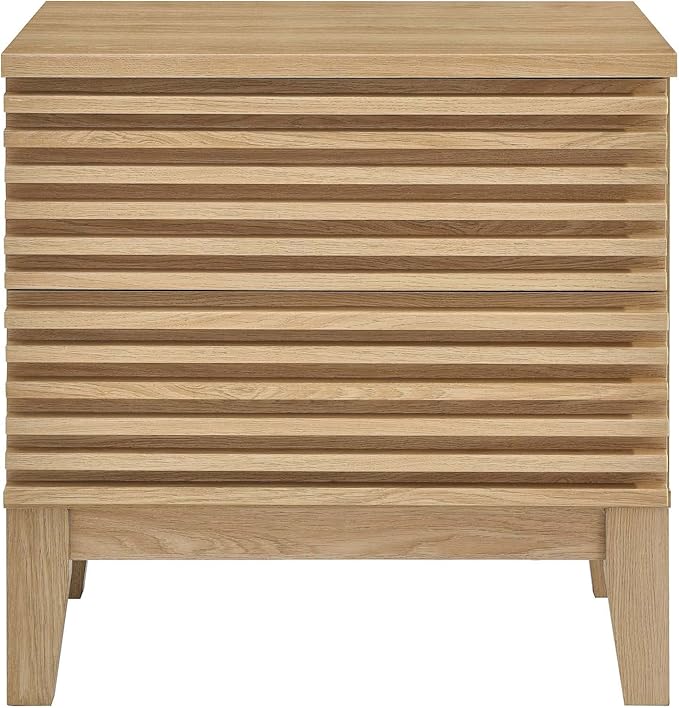 Modway Render Mid-Century Modern, Two-Drawer Nightstand, Oak