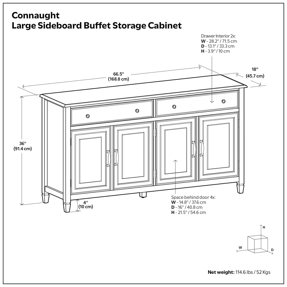 Connaught 67" Sideboard in Rustic Natural Aged Brown