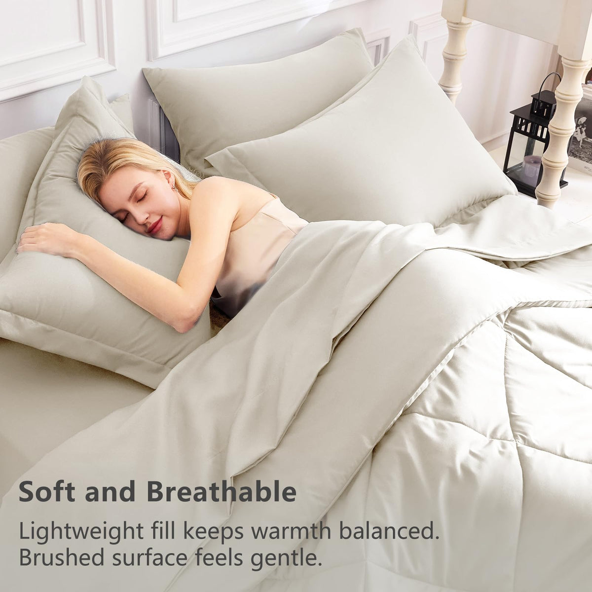 California King Size Comforter Set Oatmeal