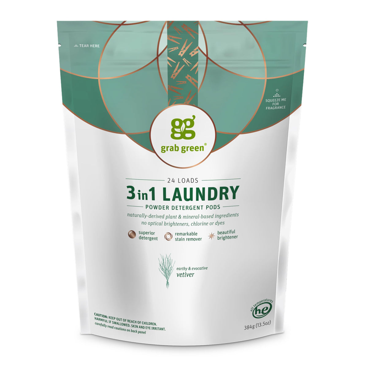 3-in-1 Laundry Detergent Pods, 24 Count, Vetiver