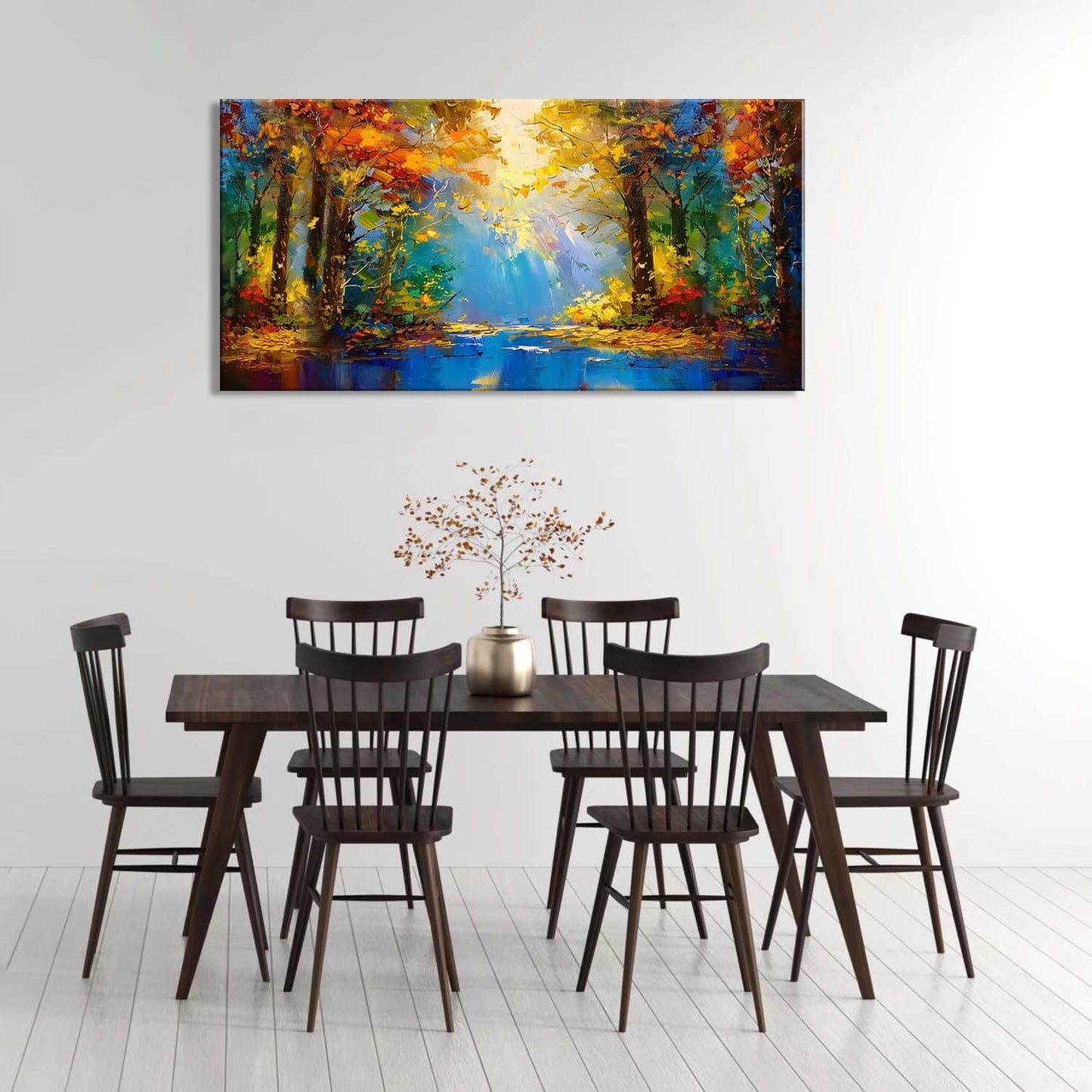 LASMOND Beautiful Colorful Forest Scenery Landscape Wall Art Decor Artwork for Bedroom Living Room (48x24 Inches)