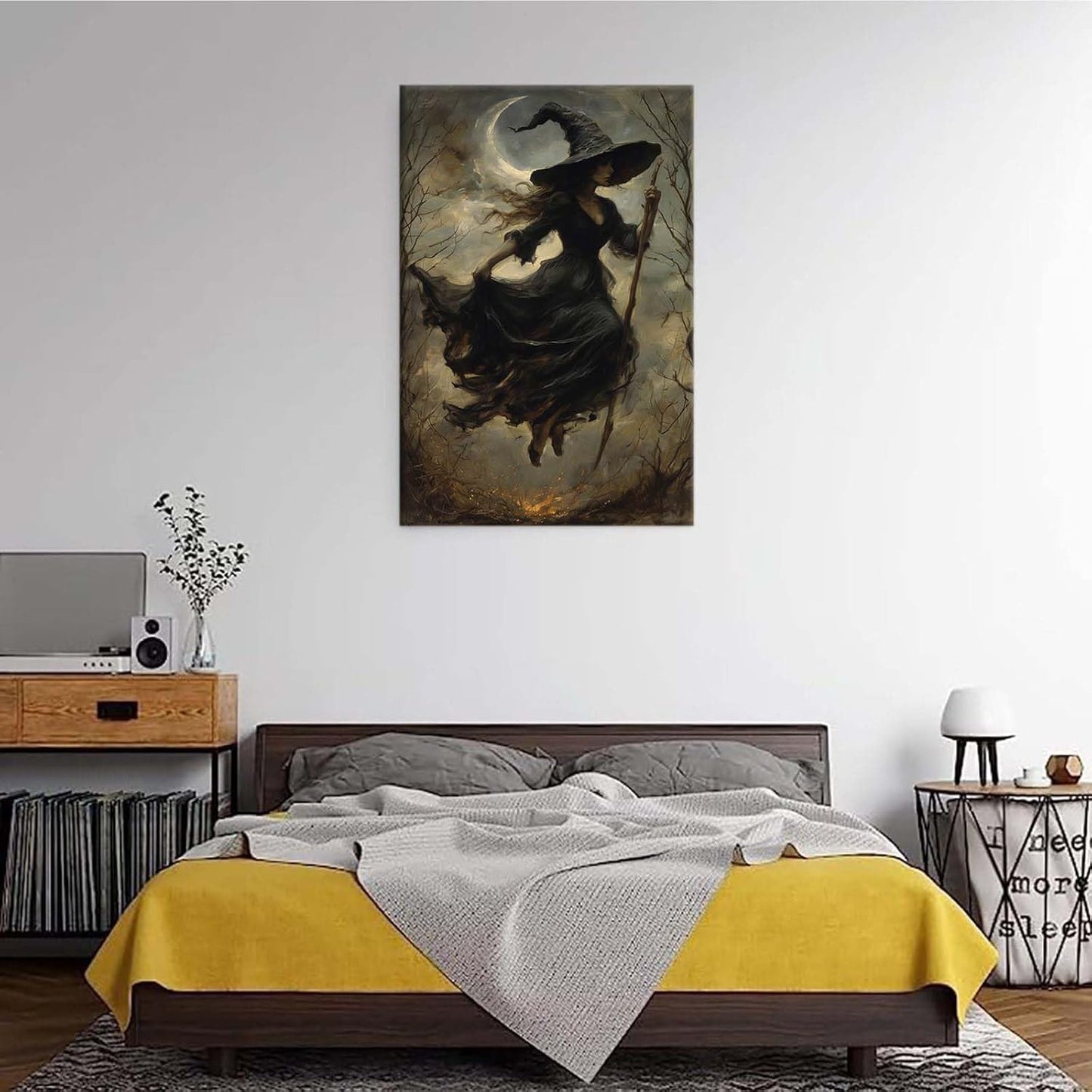 JFHCQJPK Witch in the Forest Halloween Print Wall Art Poster Witch Decor Vintage Print Dark College Wall Art Victorian Gothic Room Decor Canvas Wall Print16x24in Frameless