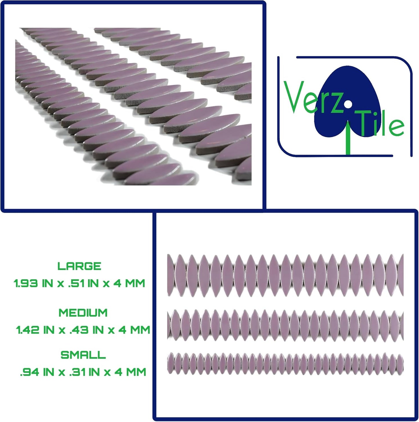 VerzTile Mosaic Tiles for Crafts - Petal Shaped Ceramic Tile Craft Hobbies & Art Projects 39 Color Options Endless Creativity DIY Design (Purple)