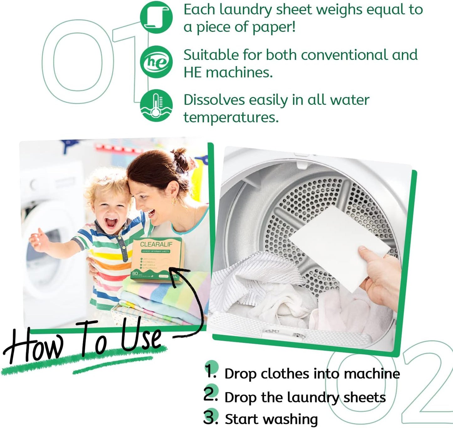 CLEARALIF Laundry Detergent Sheets up to 160 Loads (80sheets), Unscented, Laundry Detergent Strips Eco Friendly & Hypoallergenic - Décor Diaries