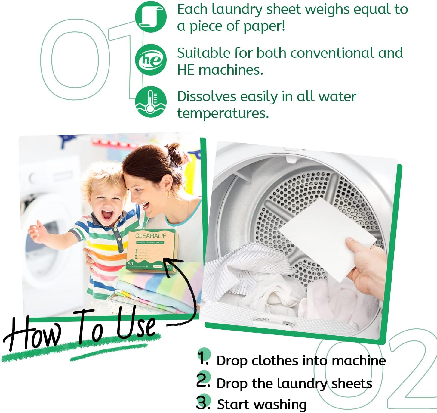CLEARALIF Laundry Detergent Sheets up to 160 Loads (80sheets), Unscented, Laundry Detergent Strips Eco Friendly & Hypoallergenic - Décor Diaries
