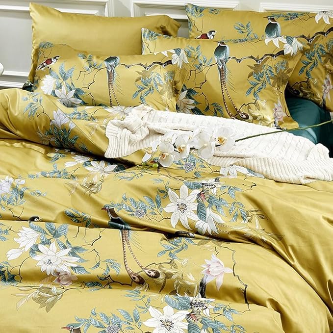 King Size Comforter Set Vintage Garden Floral Comforter Set Fluffy Soft Microfiber Boho Floral Bedding Comforter 3 Pieces Flower Birds Comforter Vintage Botanical Comforter King with 2 Pillowcases