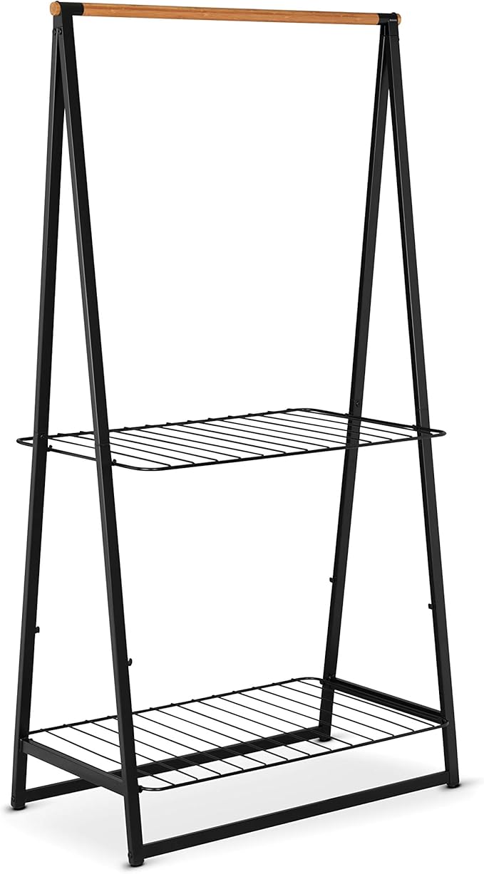 Brabantia - Linn Clothes Rack - Multi-Functional - Space Saver - Adjustable Shelves - Wardrobe Hanging - Drying Rack - Freestanding - Stable - Black - Large