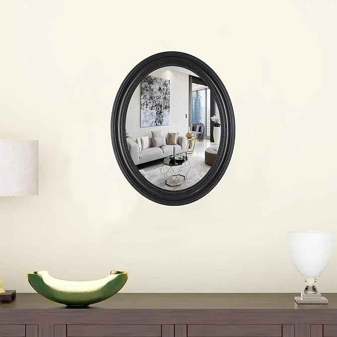 Funerom 20 x 16 inch Black Wall Mirror Oval Bathroom Mirror Bedroom Mirror