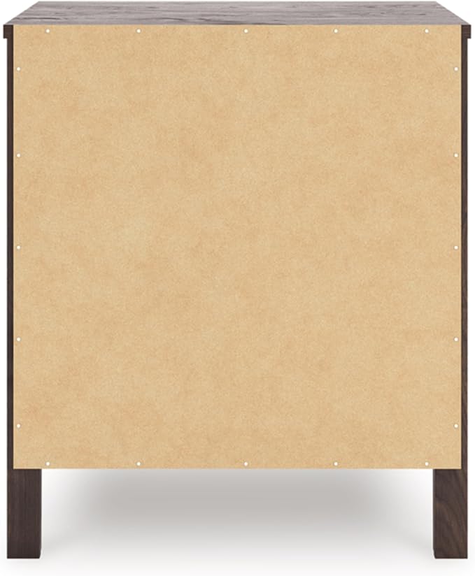 Signature Design by Ashley Calverson Rustic 2-Drawer Nightstand with Storage and Bar Pulls, Dark Brown