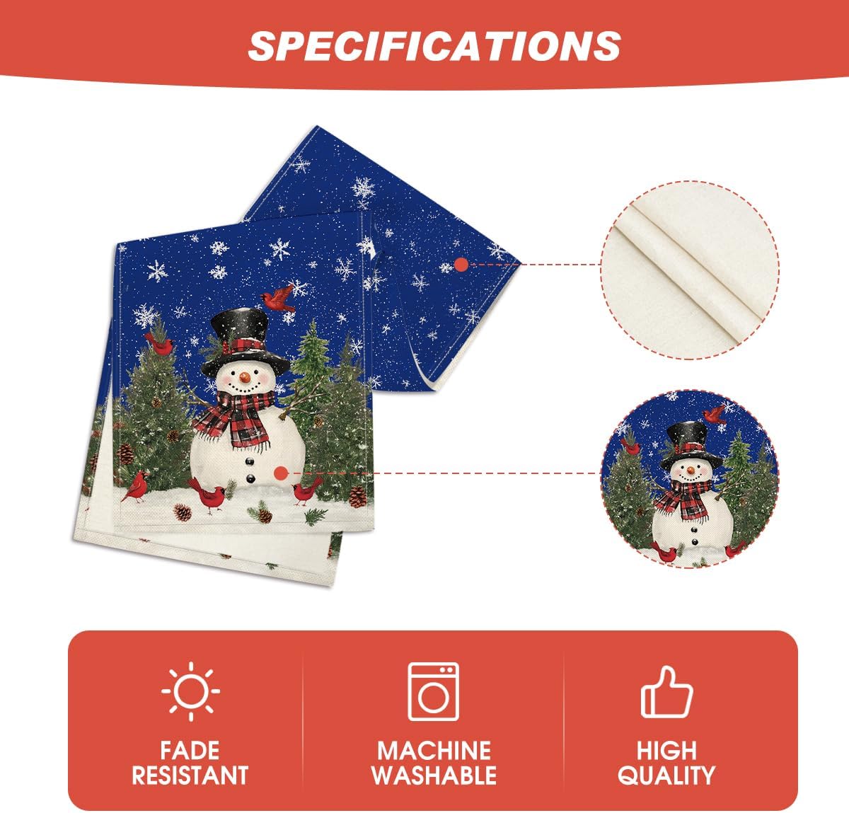 Artoid Mode Snowman Birds Trees Christmas Table Runner, Seasonal Blue Winter Holiday Kitchen Dining Table Decoration for Indoor Outdoor Home Party Decor 13 x 36 Inch