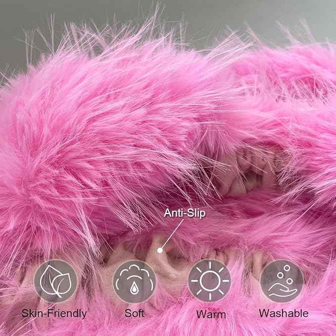 Fluffy Mirror Cover - 59"x16" Full Length Stretch Universal Ultra Soft Non-Slip Cover Warm Home Decor for Bedroom Cloakroom (Pink-Without Mirror, Suitable for 59"×16")