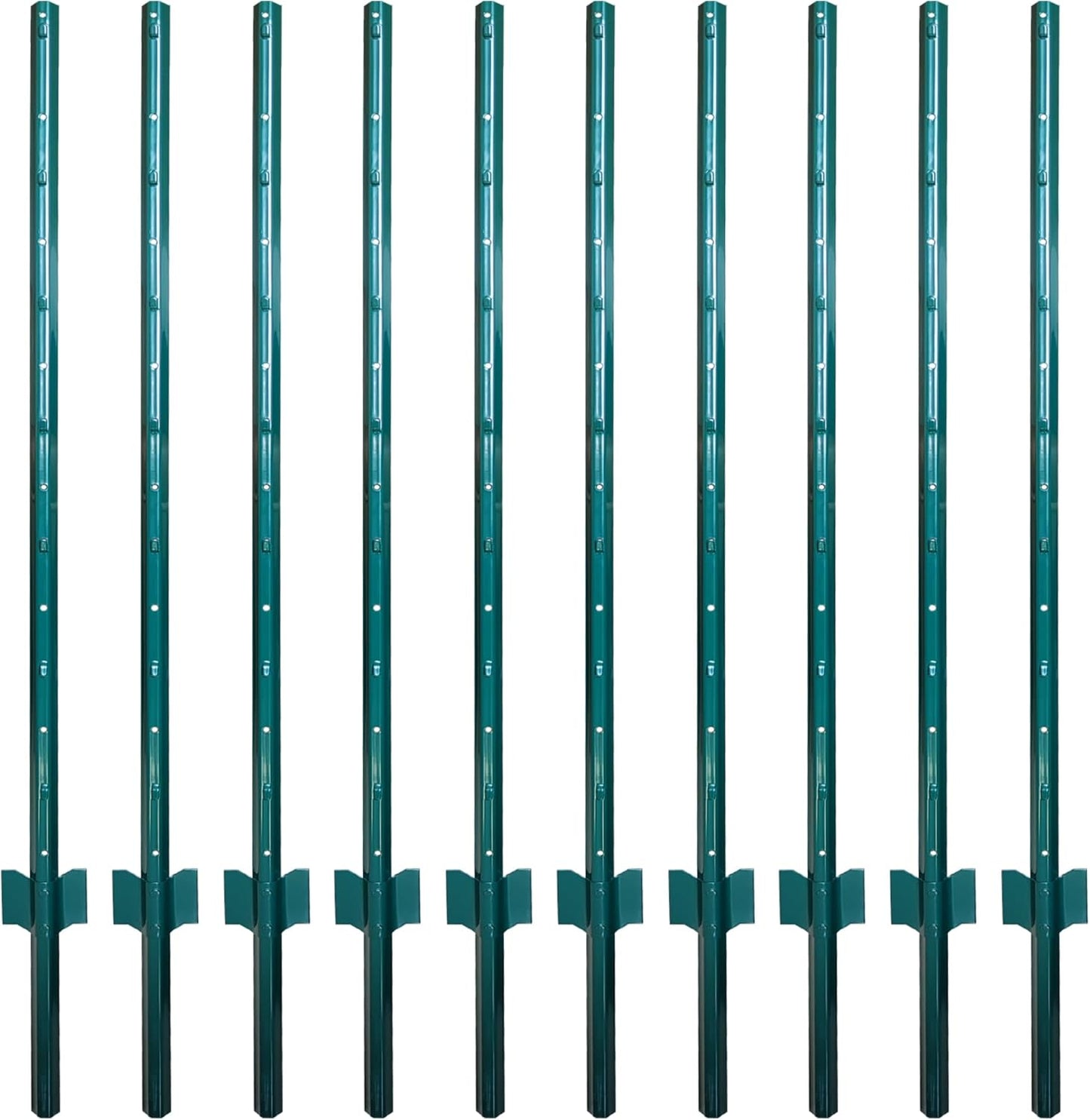 ARIFARO Fence Posts 4.8 Feet Sturdy Duty Metal Fencing Poles, Pack of 10, No Dig Garden U Post for Wire Fencing Steel Post for Yard, Outdoor Wire