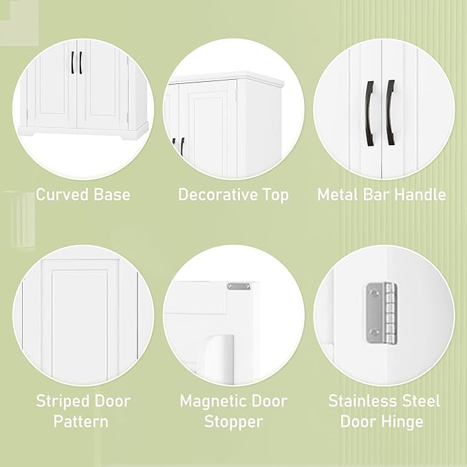 72" Storage Cabinet with Multi-Functional Rack Organizer, Tall Kitchen Cupboard Pantry for Home/Living Room/Office/Bathroom, Adjustable Shelf, White
