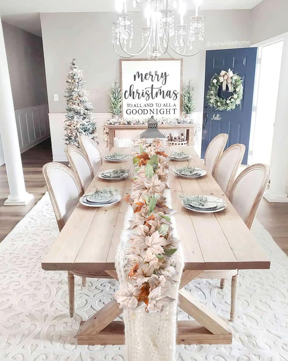 Lvydec 2 Pack Fall Maple Garland - 5.9ft/Piece White Artificial Fall Foliage Garland Colorful Autumn Decor for Home Wedding Party