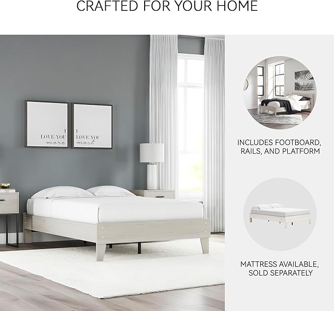 Signature Design by Ashley Socalle Casual Platform Bed, Full, Natural Beige