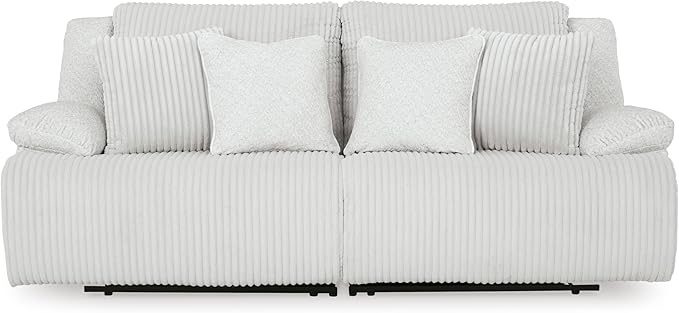 Signature Design by Ashley Top Tier Coastal 2-Piece Reclining Sectional Loveseat with 4 Accent Pillows, Light Gray