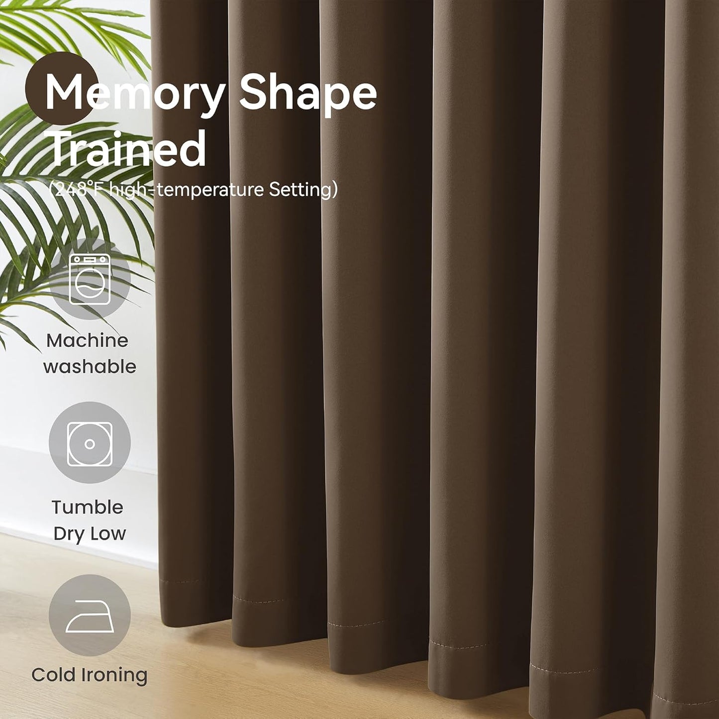 KangBang Brown Pinch Pleated Blackout Curtains 108 Inches Long for Hall Windows, Sound Dampening Light Blocking Soft & Vertical Window Panels Ceiling to Floor for Villa 2 Panels, 40Wx108L