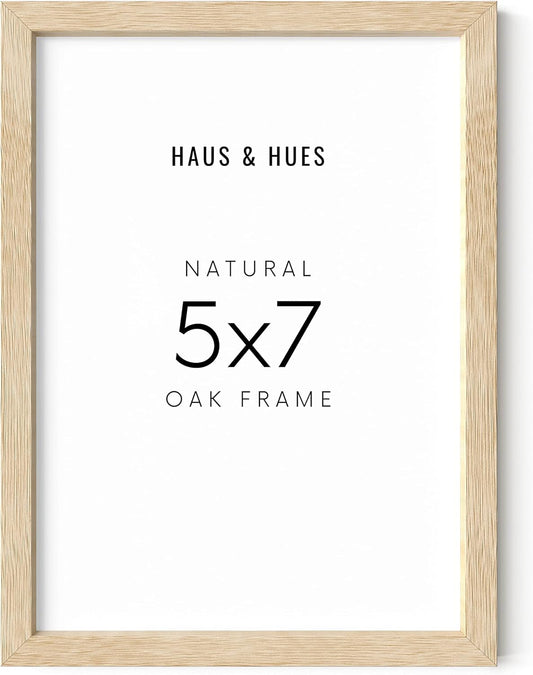 HAUS AND HUES Wood Picture Frame, 5x7 inches, Beige (Natural Oak, Poster Type, Set of 1)