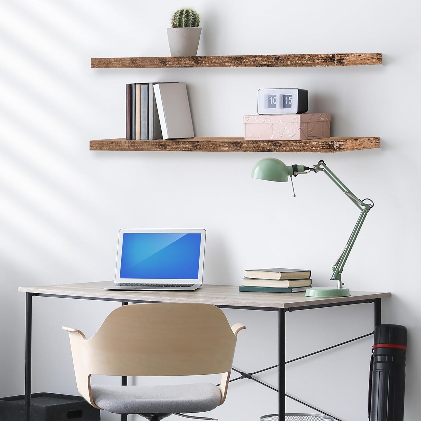 Sorbus Floating Shelves for Wall - 35 Inch Long Bathroom Shelves, Wall Decor for Bedroom, Kitchen, Living Room & Book Storage - Mounted Floating Shelf with Invisible Brackets (Mahogany, 2 Pack)