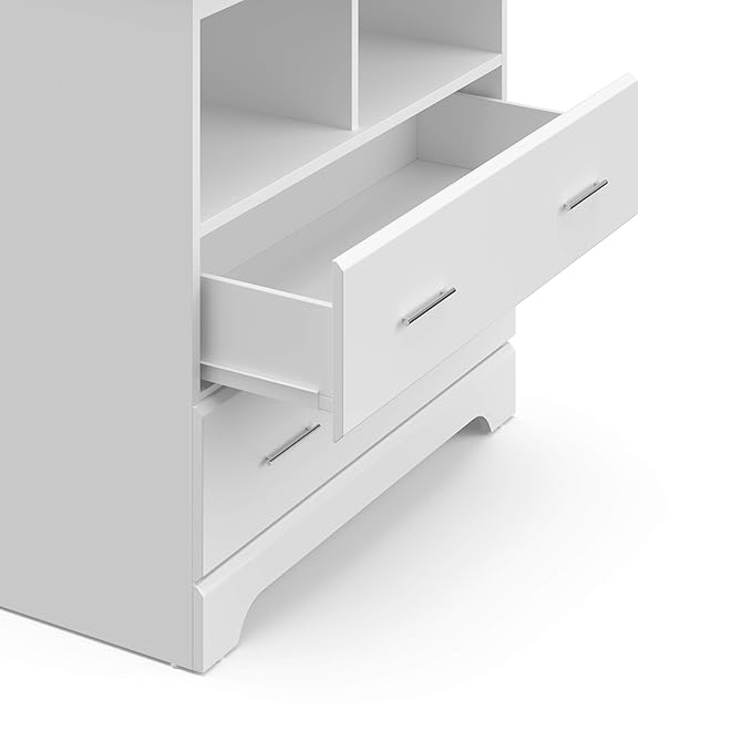 Storkcraft Brookside 2 Drawer Changing Table Dresser (White) – GREENGUARD Gold Certified Baby Dresser with Changing Table Top, Baby Changing Table Dresser, Includes Interlocking Drawer System