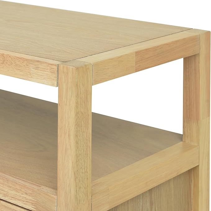 Ball & Cast 60" Rattan Buffet Sideboard Cabinet with Storage, Modern Boho Coffee Bar w/Push-to-Open Doors & Adjustable Shelves, Wood Console Cabinet for Kitchen,Livingroom & Dining Room, Natural