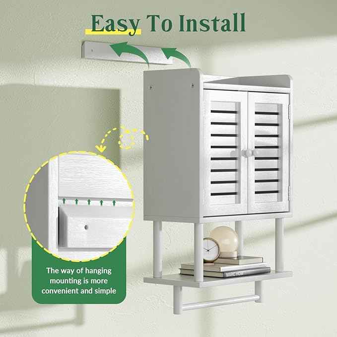 AmazerBath Bathroom Wall Cabinets, Bamboo Medicine Cabinets with Towel Bar, Hanging Over The Toilet Storage Cabinet with Adjustable Shelves, Organizer Cabinet for Small Spaces, 8.3x16.5x26.6 Inches