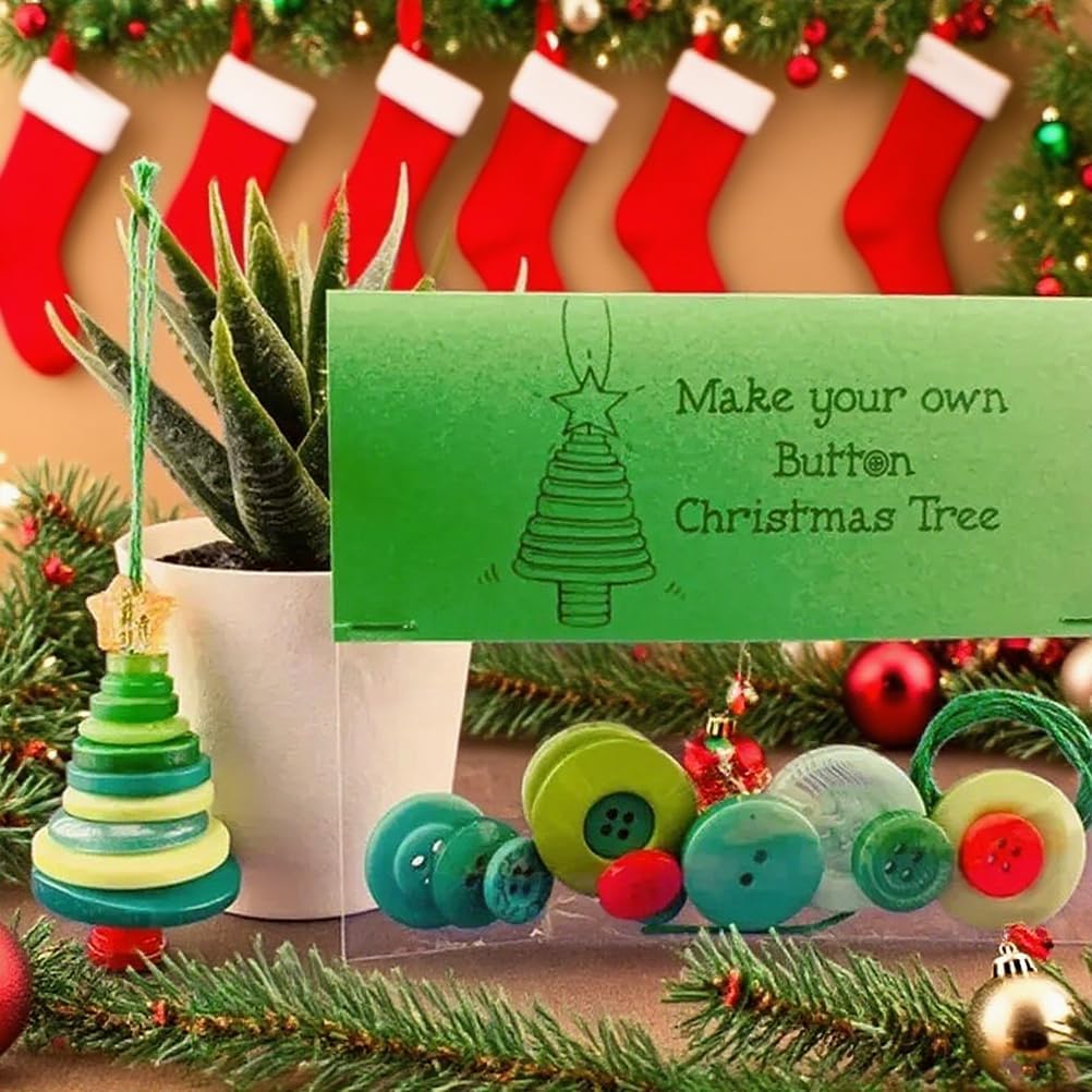 DIY Christmas Button Ornament Making Set - Snowman/Santa/Angel, Fun Holiday Craft Kit for All Ages, Ideal Xmas Tree Hanging Decor & Festive Gifts (Santa Claus 4)