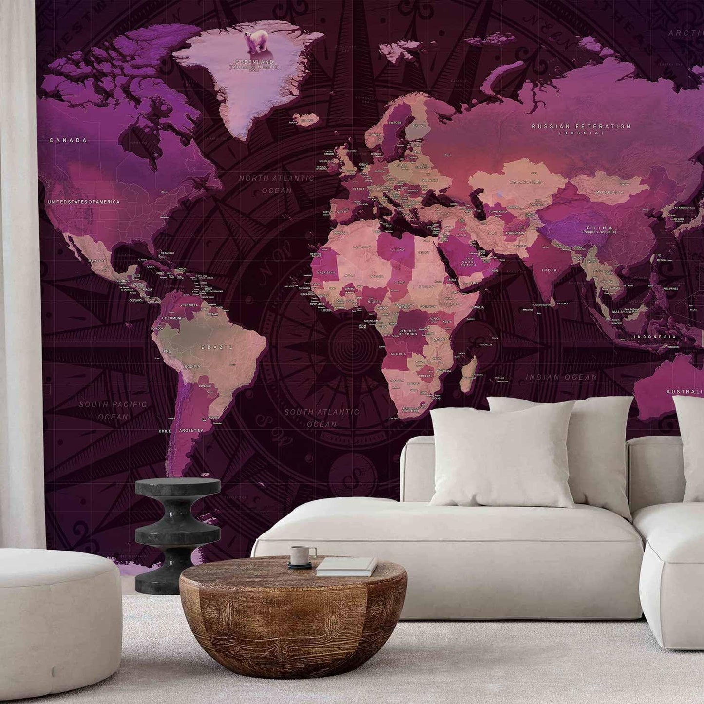 artgeist Premium Wall Mural World Map 138x101 in - XXL Non-Woven Wallpaper Fleece Wall Decor Photo Print Picture Image Design Home Map of The World k-A-0273-a-a