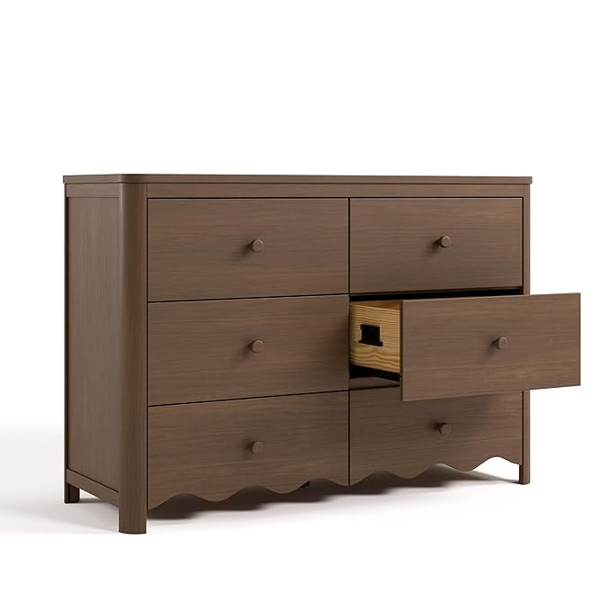 Storkcraft Casablanca 6 Drawer Dresser (Hazelnut) – GREENGUARD Gold Certified, Nursery & Kids' Bedroom with Spacious Storage, Safety Interlocking Drawer System, Easy Assembly with Pre-Installed Tracks